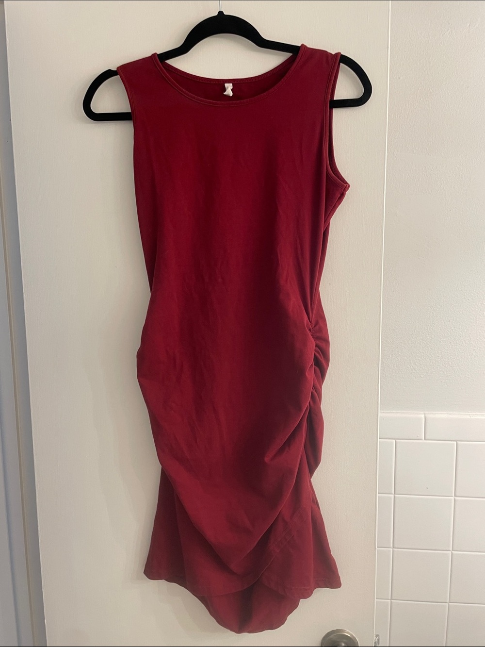 Asymmetrical Sleeveless Midi Dress in Burgundy